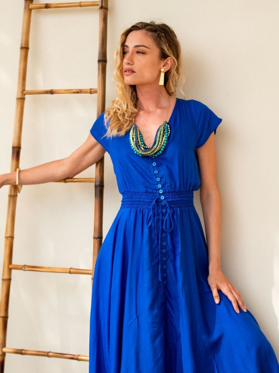 Vestito Chemisier lungo asimmetrico Susanna - verde - Bijondo