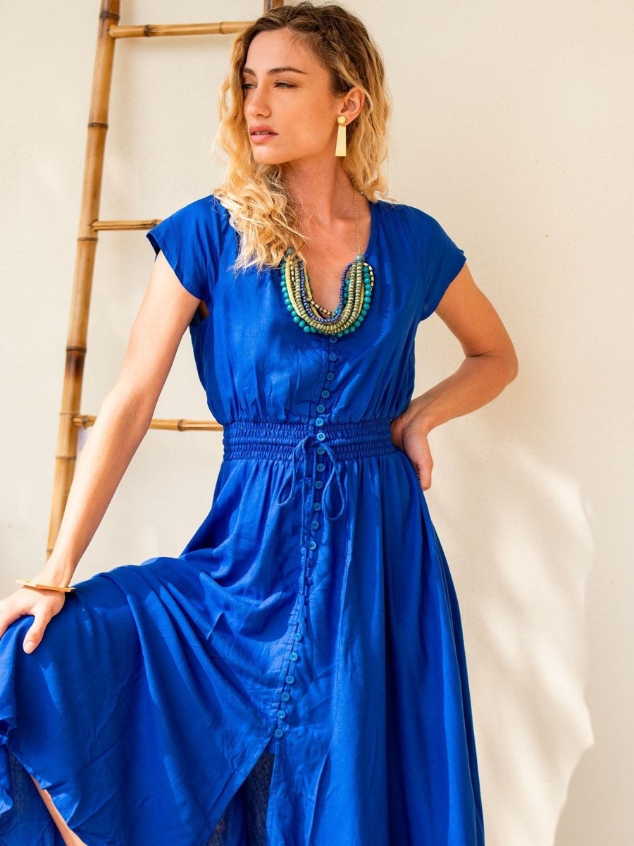 Vestito Chemisier lungo asimmetrico Susanna - verde - Bijondo