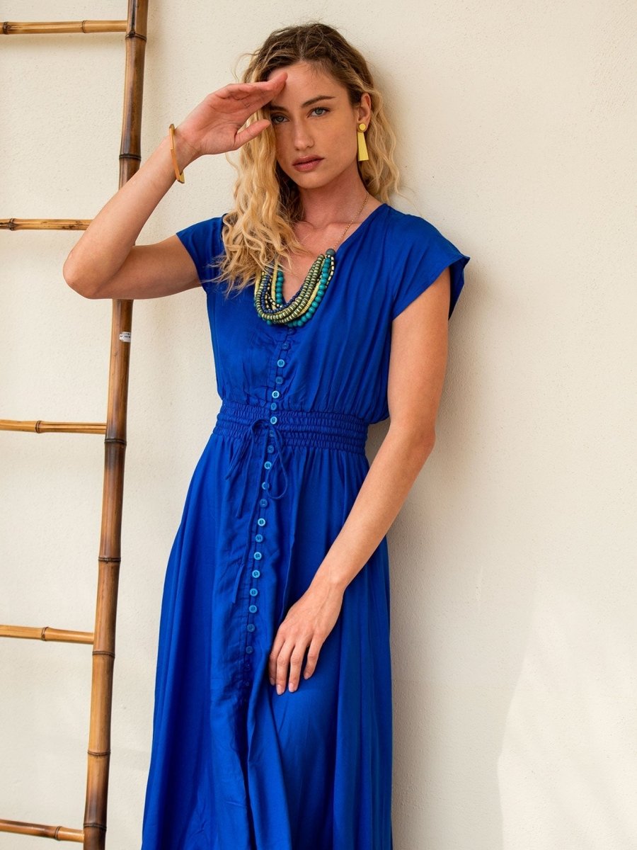 Vestito Chemisier lungo asimmetrico Susanna - fucsia - Bijondo