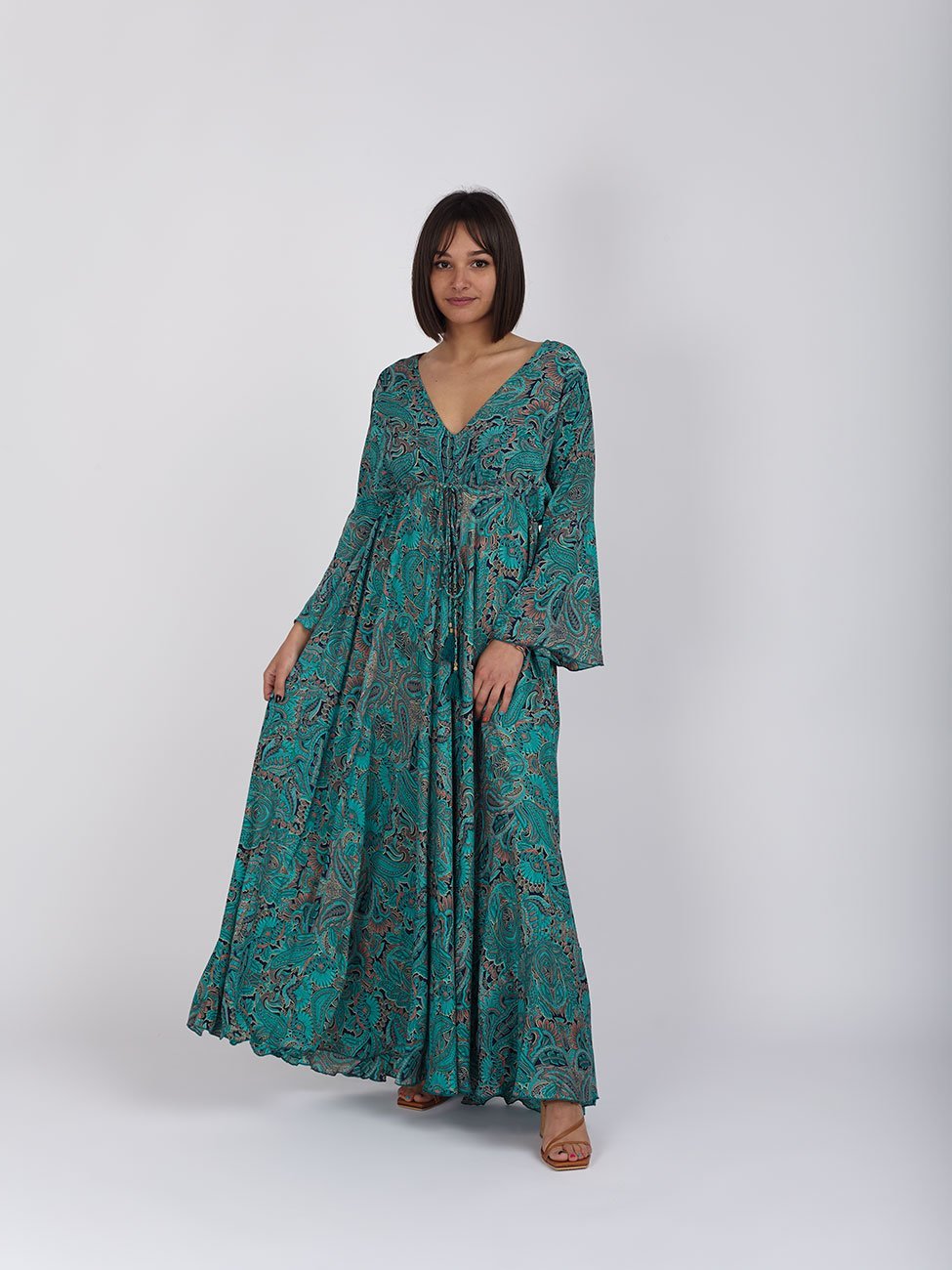 Vestito Giusy Seta - turchese - Bijondo