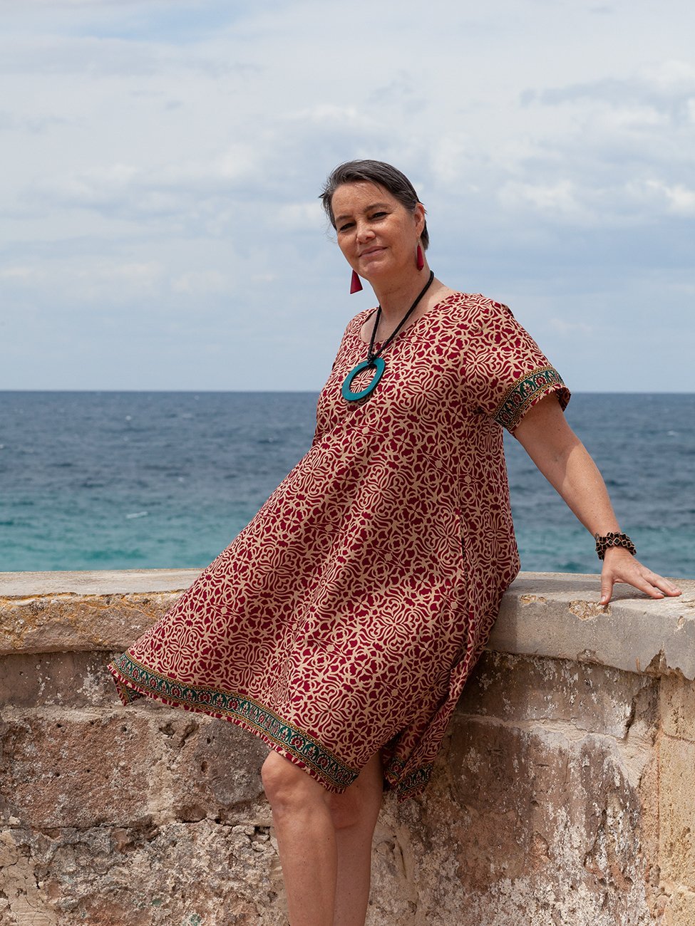 Vestito Seta Isabel - bordeaux - Bijondo