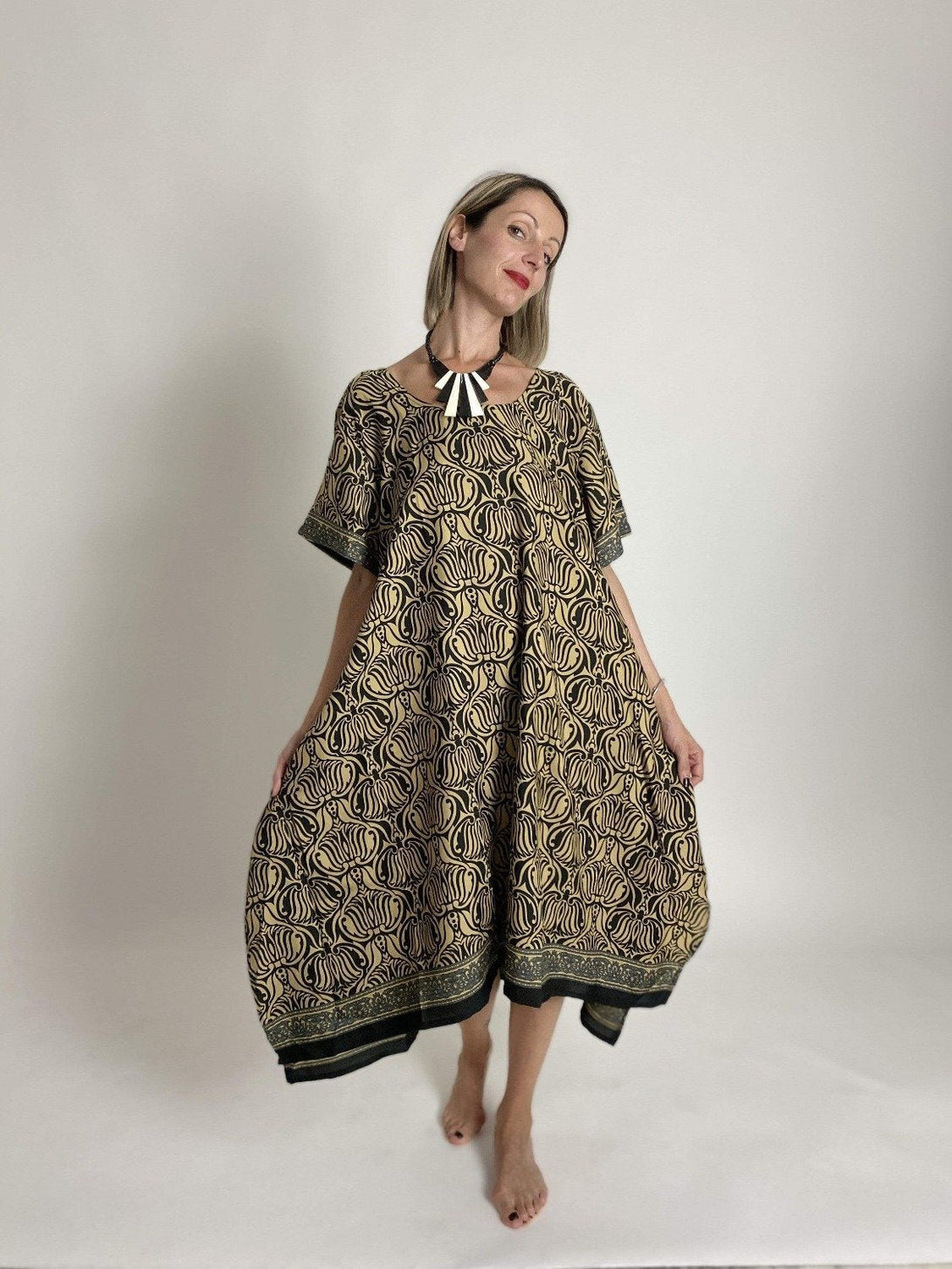 Vestito Seta Isabel - beige - Bijondo