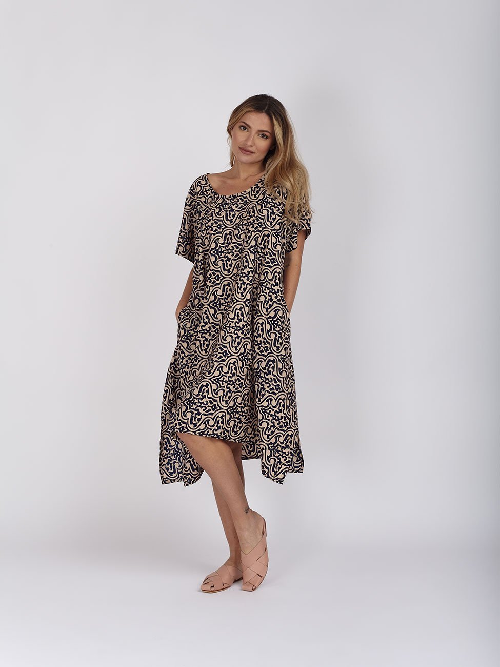 Vestito Seta Isabel - blu - Bijondo