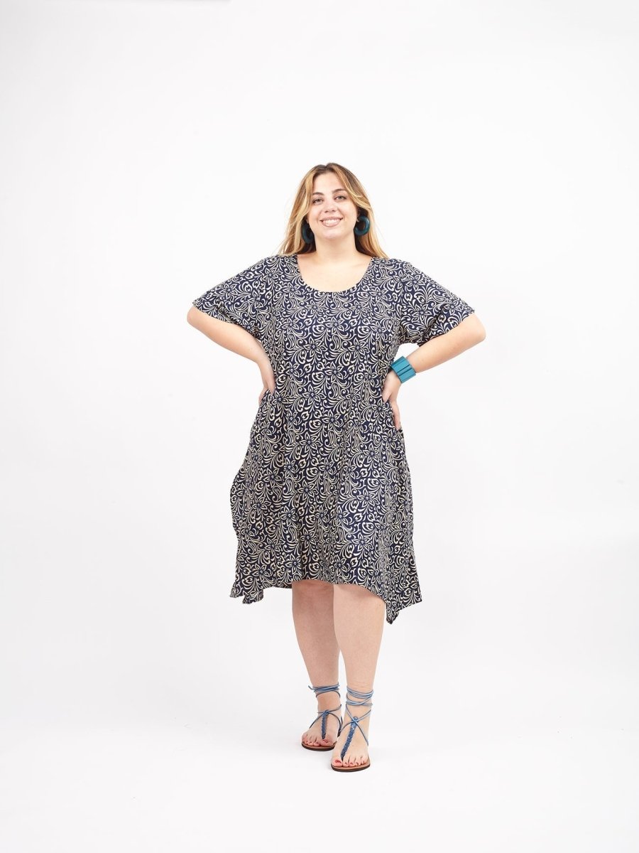 Vestito Seta Isabel - blu boho - Bijondo