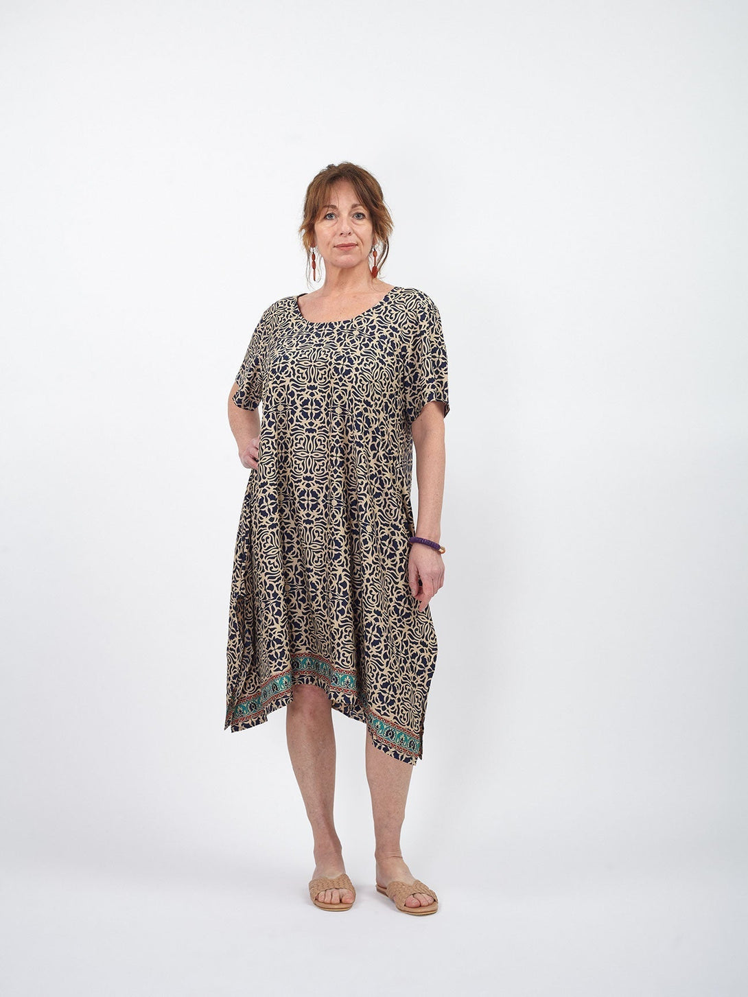 Vestito Seta Isabel-blu sabbia-Bijondo