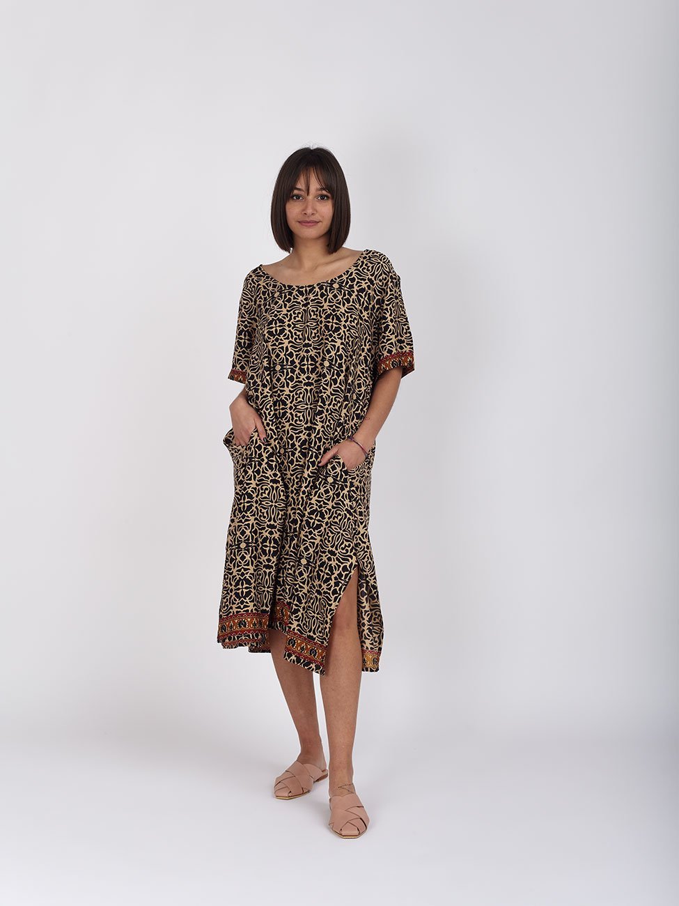 Vestito Seta Isabel - sabbia - Bijondo