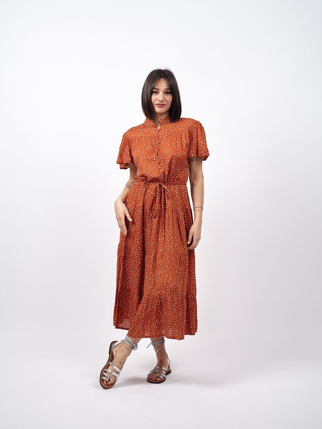 Vestito Jazz midi-corallo-Bijondo