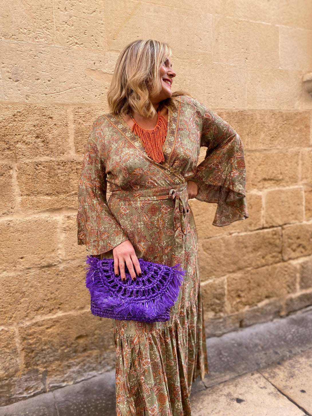 Vestito Kimono Megan Wrap-giallo-taglia unica-Bijondo