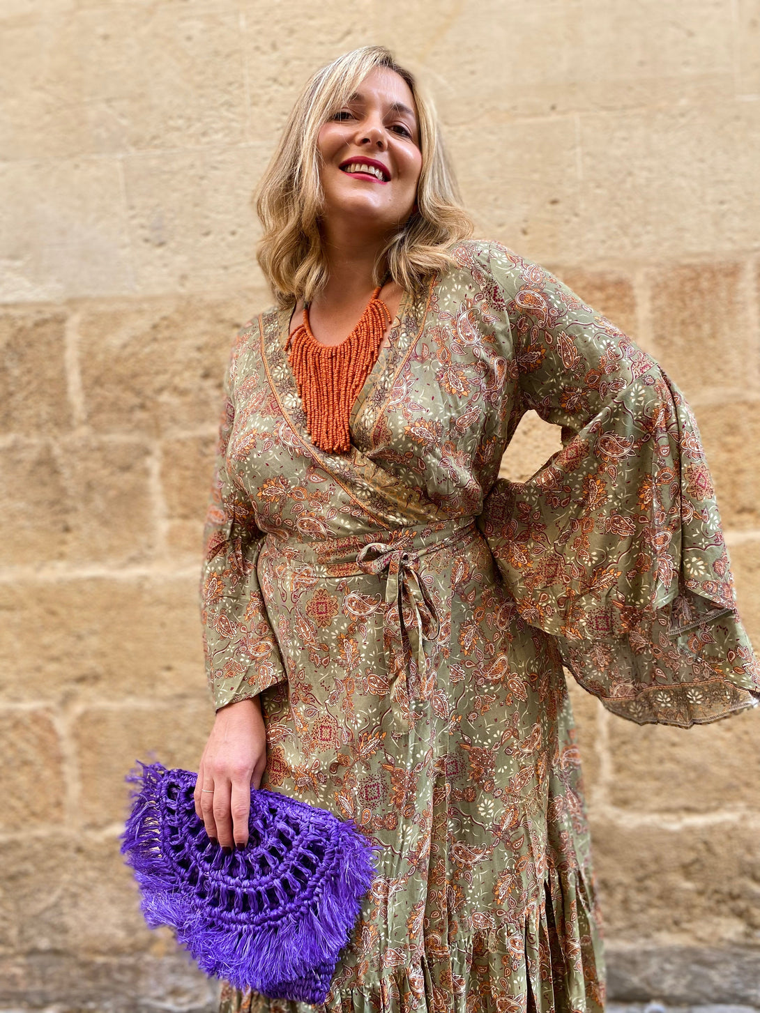 Vestito Kimono Megan Wrap-giallo-taglia unica-Bijondo