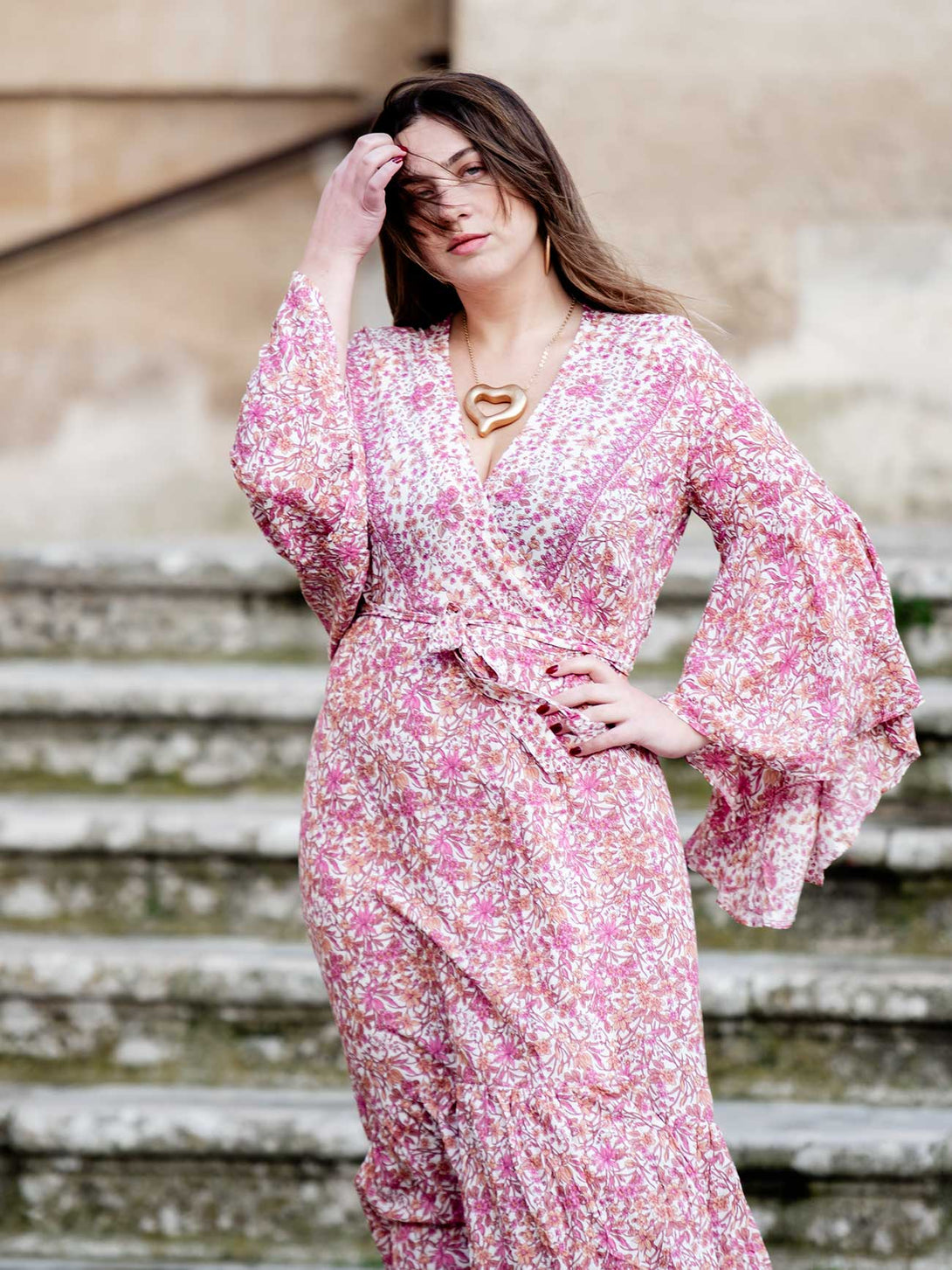 Vestito Kimono Megan Wrap-Vestito-Bijondo-rosa-taglia unica-Bijondo