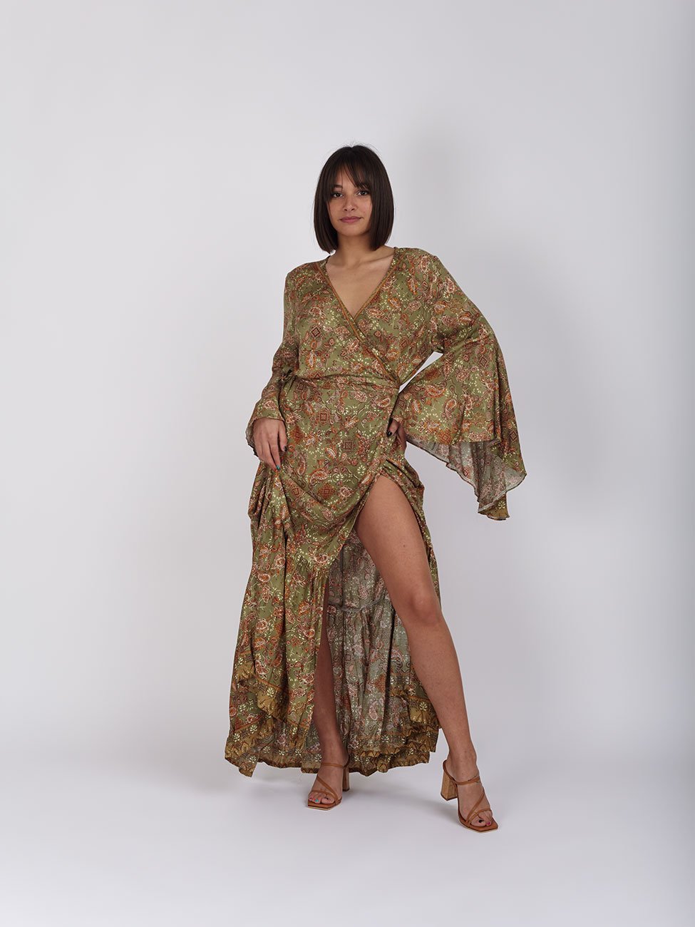 Vestito Kimono Megan Wrap - verde - Bijondo