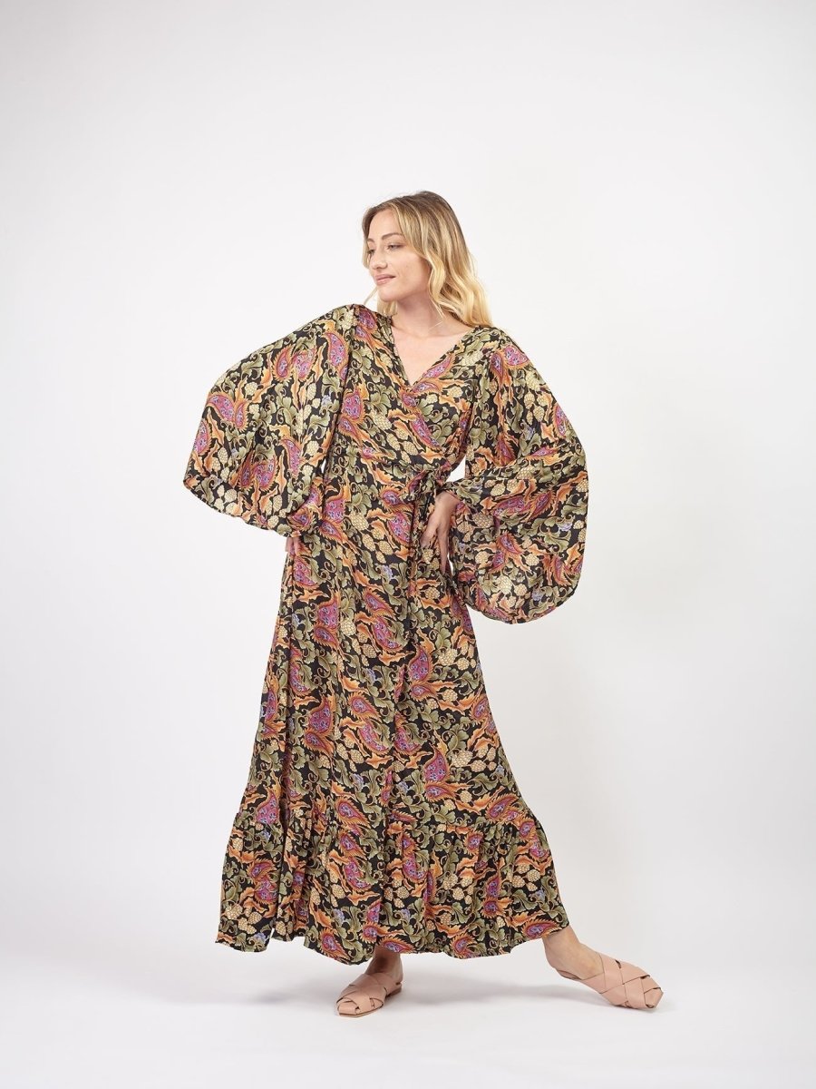 Vestito Kimono Seta Leila - fiori - Bijondo