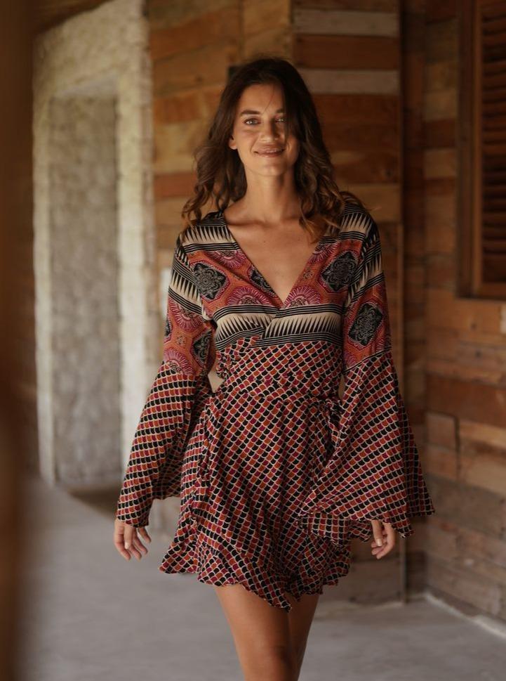 Vestito Kimono corto Margherita - fucsia - Bijondo