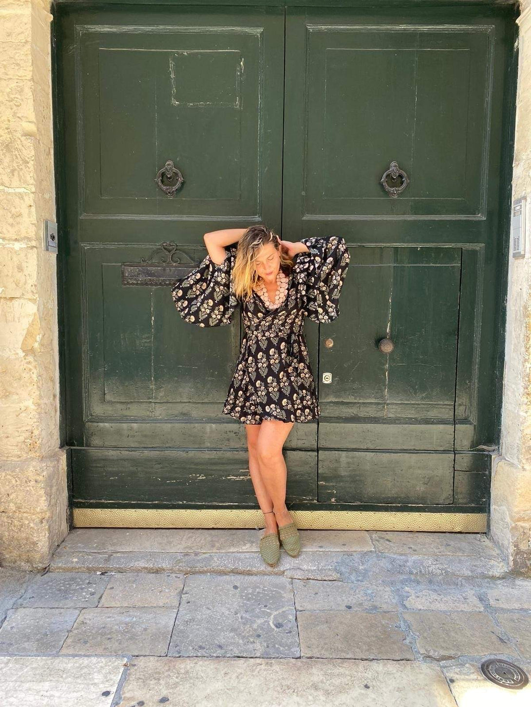 Vestito Kimono corto Margherita - turchese - Bijondo