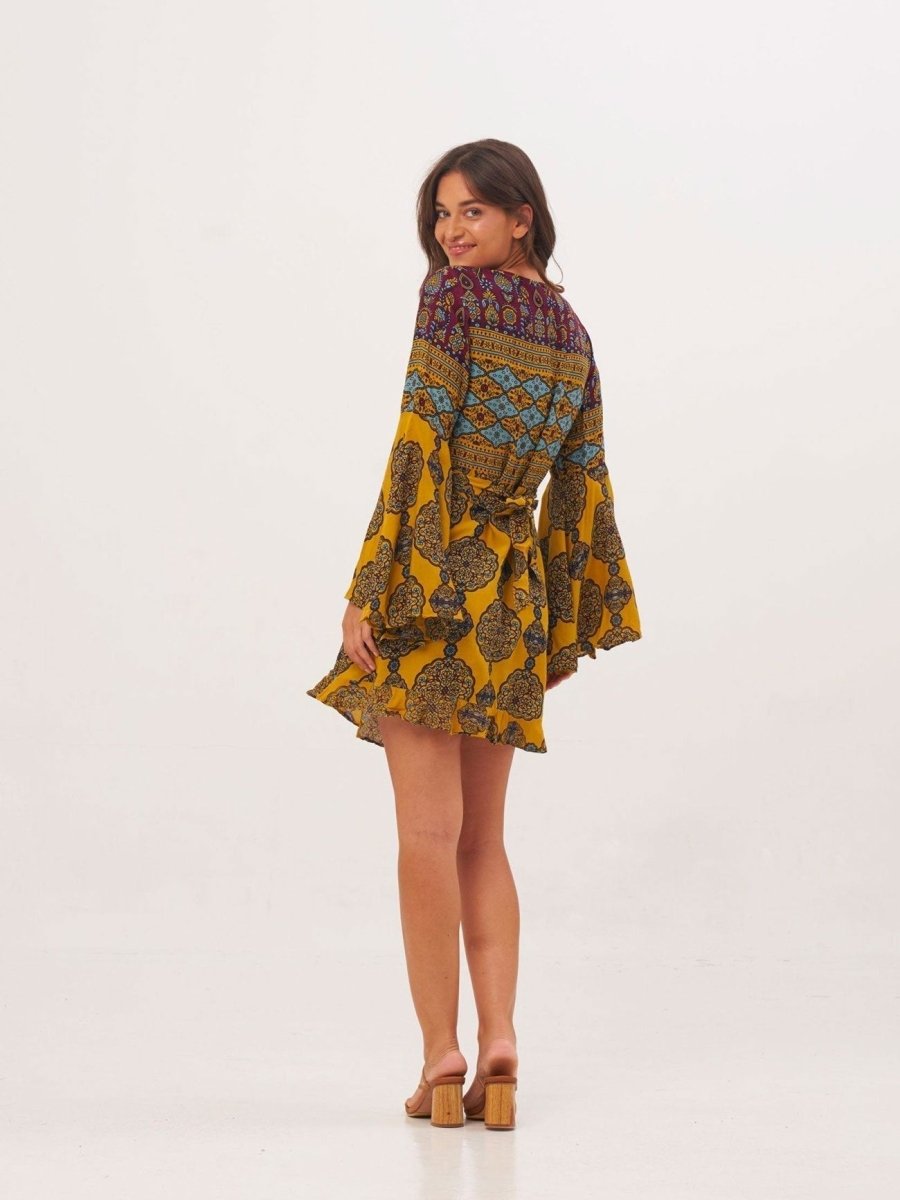 Vestito Kimono corto Margherita - giallo - Bijondo