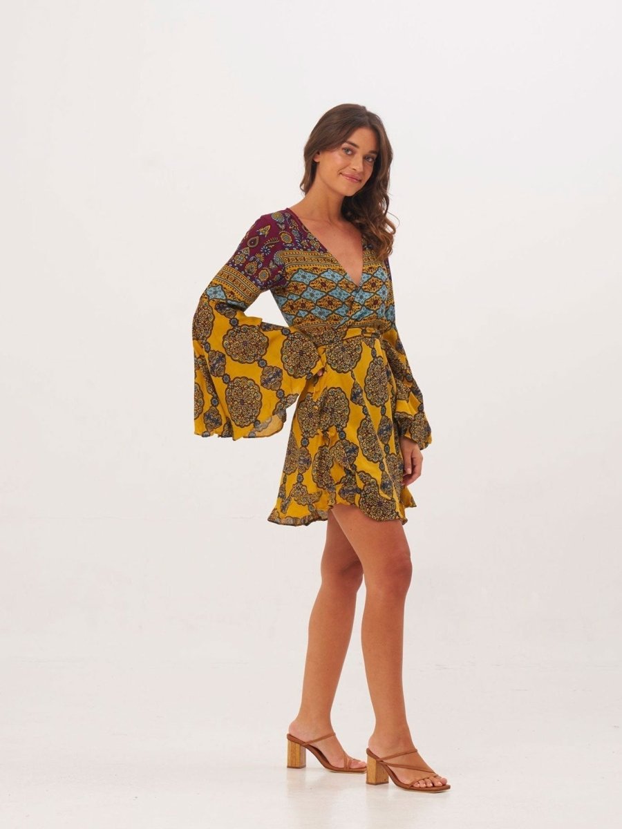 Vestito Kimono corto Margherita - giallo - Bijondo