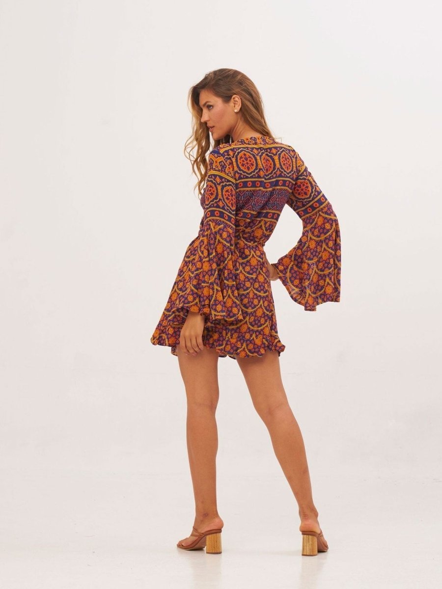 Vestito Kimono corto Margherita - blu - Bijondo