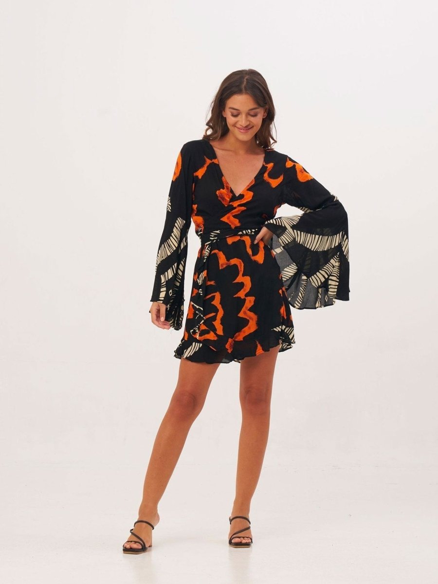 Vestito Kimono corto Margherita - arancione - Bijondo