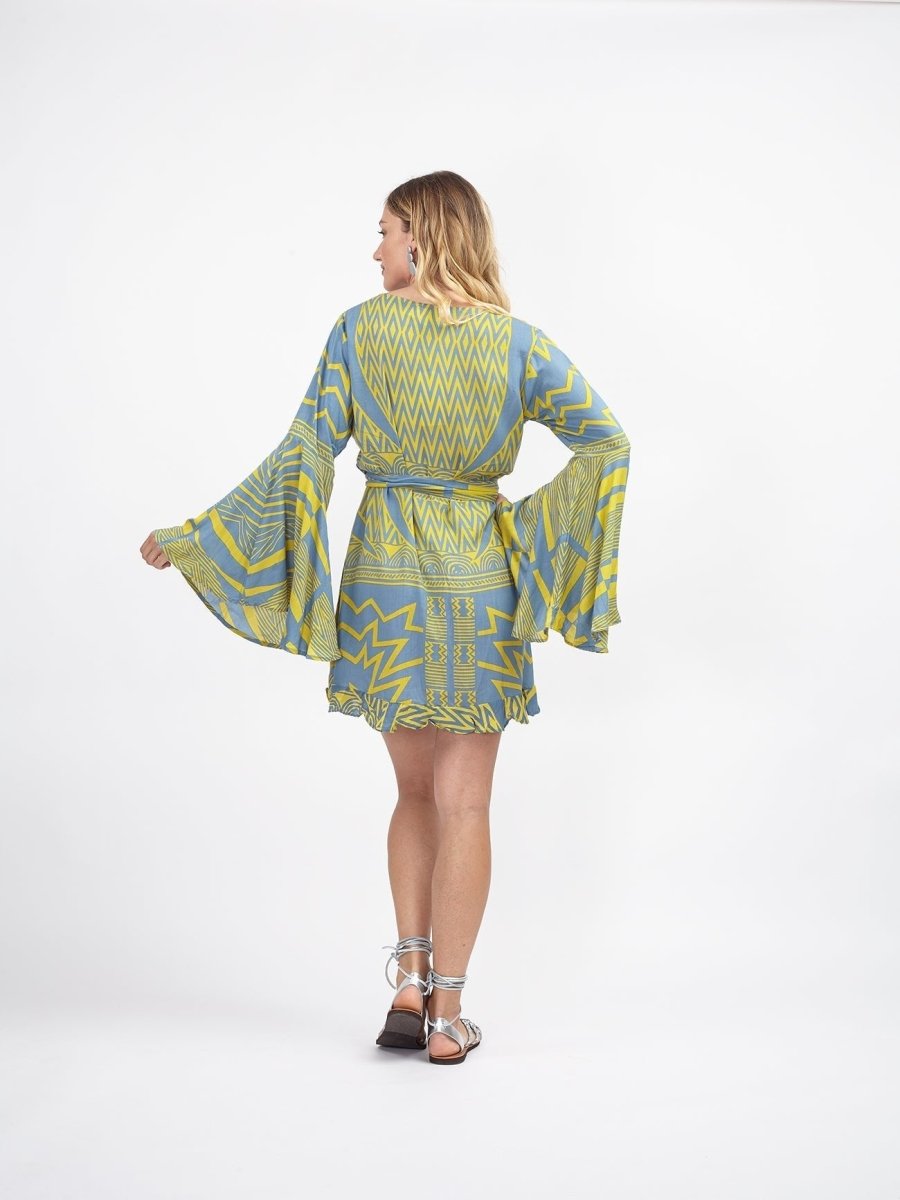 Vestito Kimono corto Margherita - celeste - Bijondo