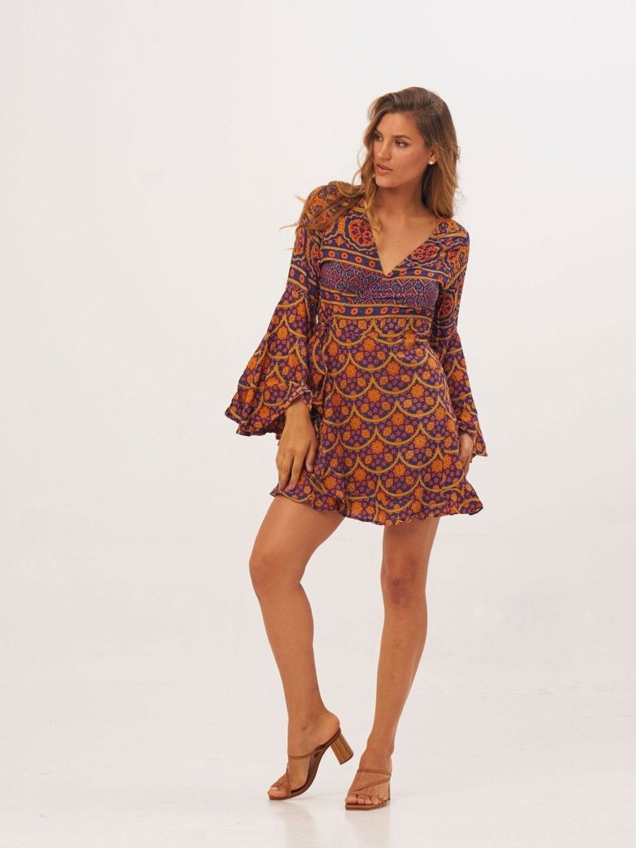 Vestito Kimono corto Margherita - blu - Bijondo