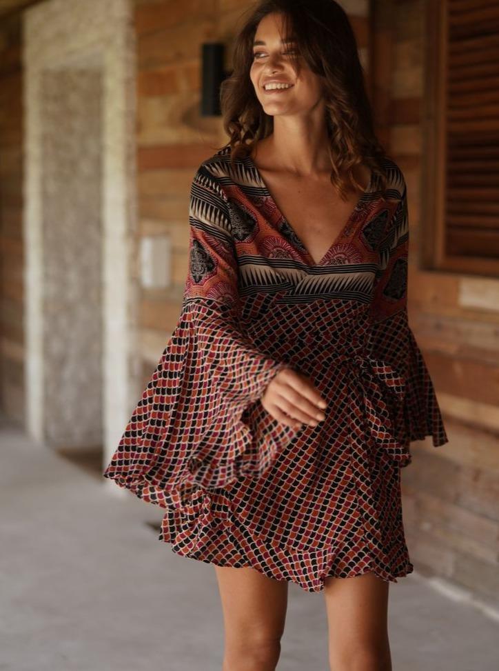 Vestito Kimono corto Margherita - fucsia - Bijondo