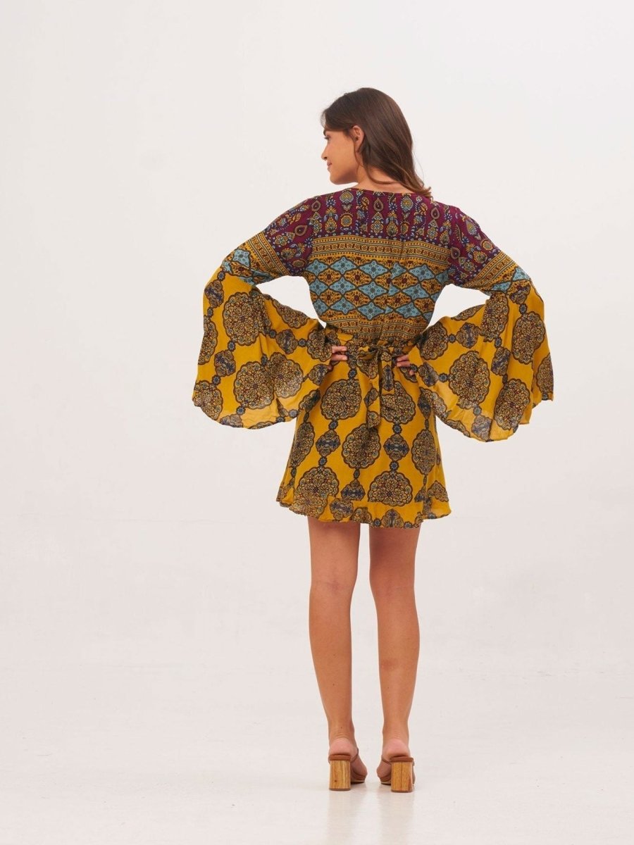 Vestito Kimono corto Margherita - giallo - Bijondo