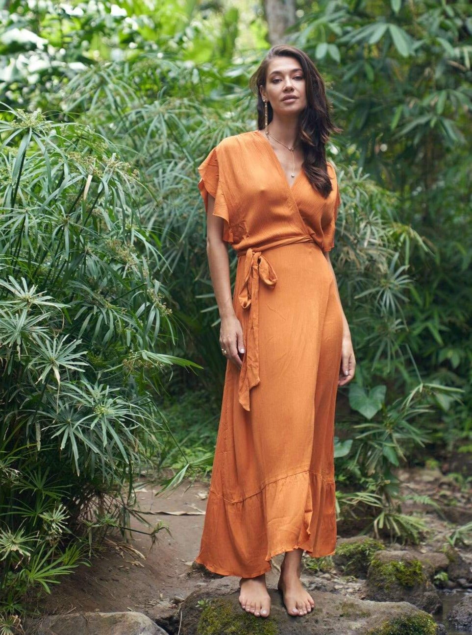 Vestito Lungo Wrap Liron - cipria - Bijondo