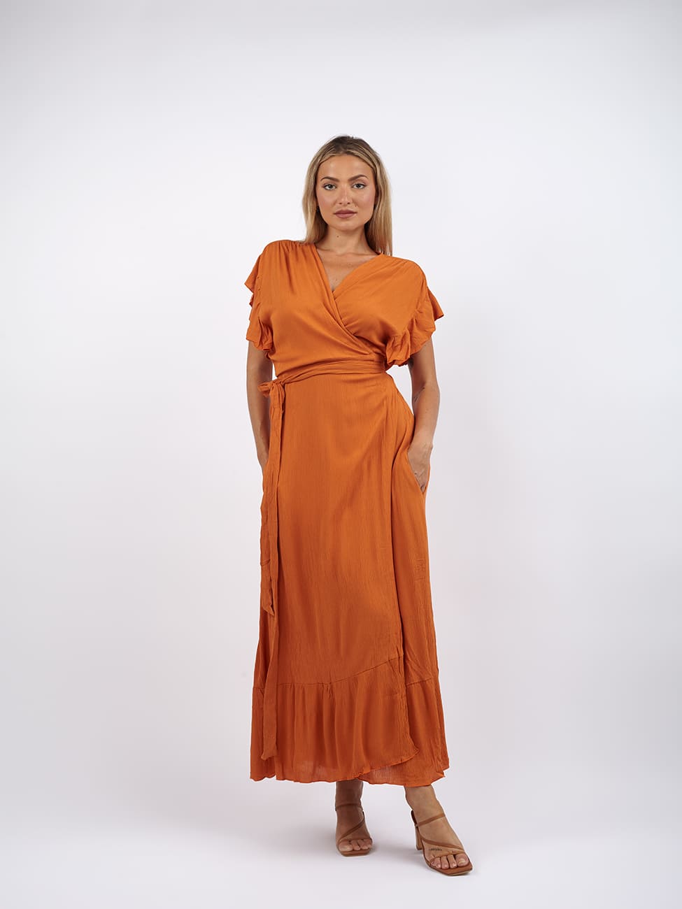 Vestito Lungo Wrap Liron - cipria - Bijondo