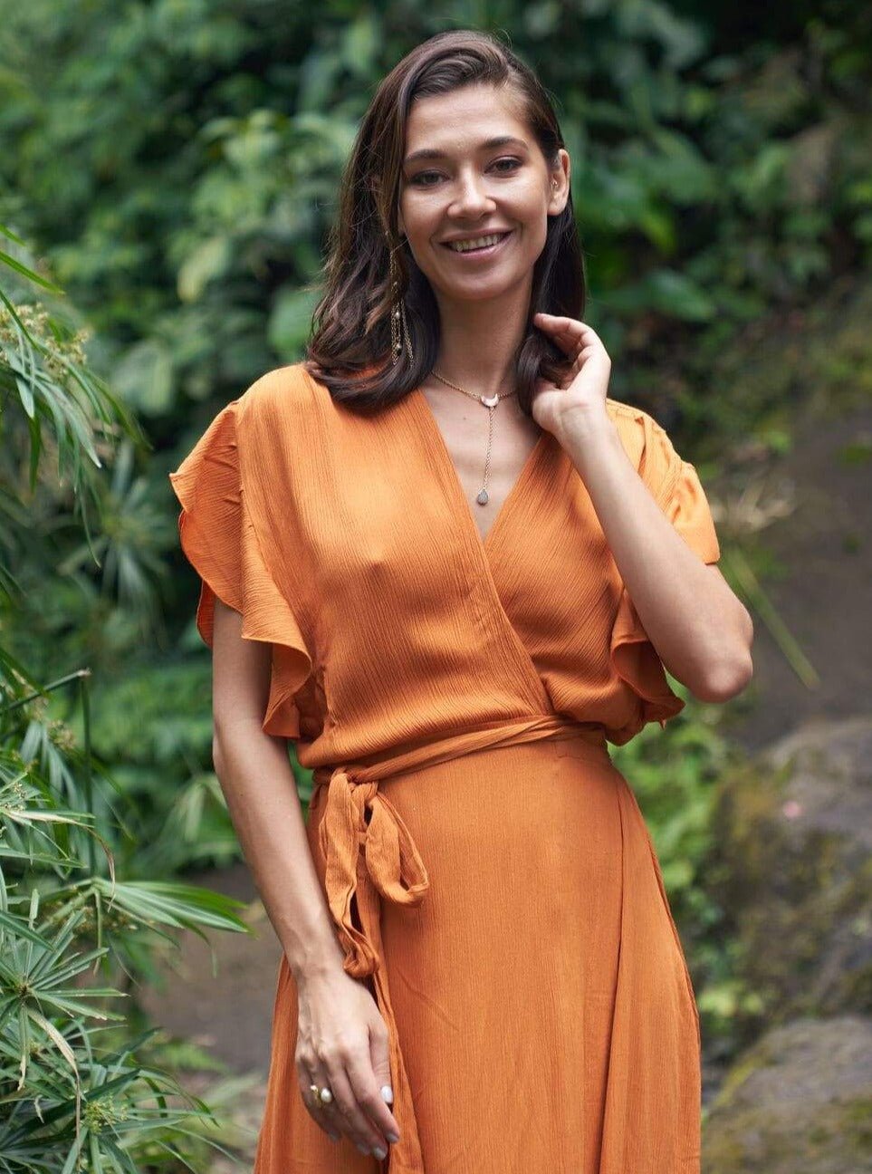 Vestito Lungo Wrap Liron - arancione - Bijondo