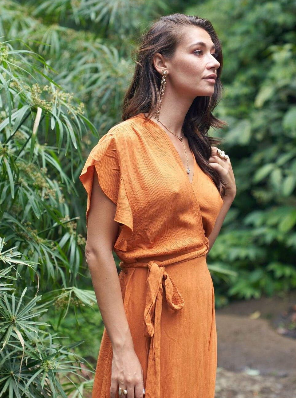 Vestito Lungo Wrap Liron - arancione - Bijondo