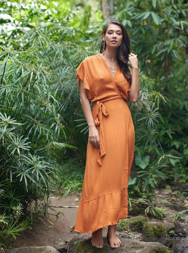 Vestito Lungo Wrap Liron - arancione - Bijondo
