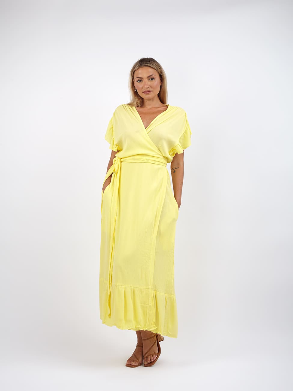 Vestito Lungo Wrap Liron - giallo - Bijondo