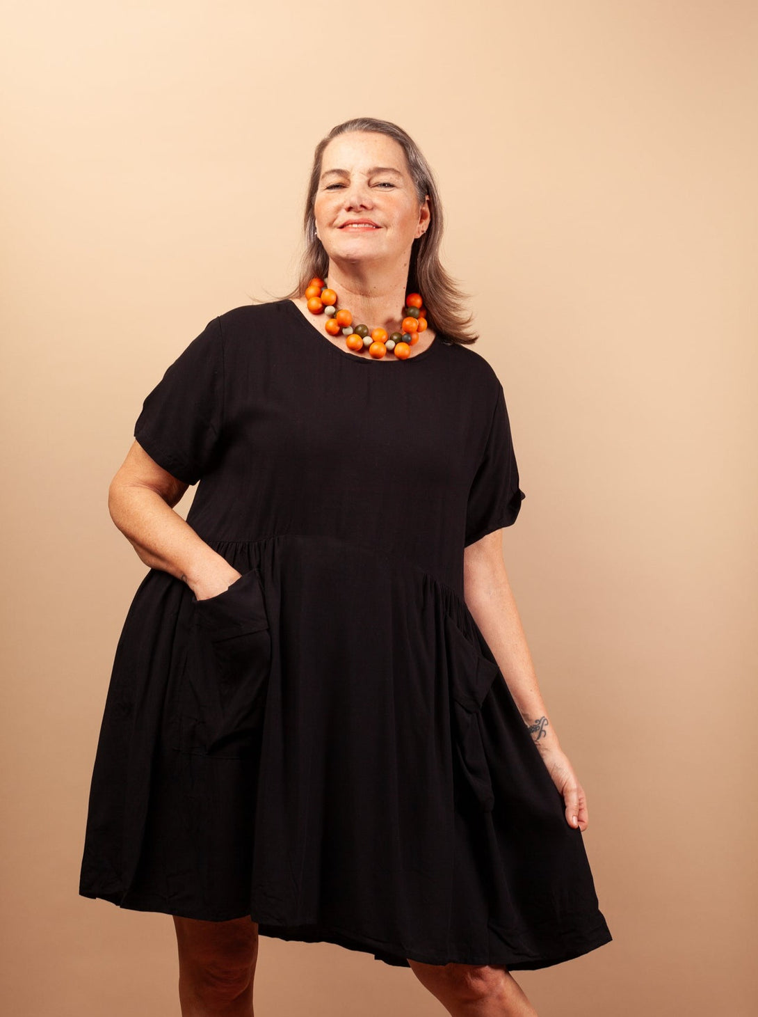 Vestito Mahoti corto rayon-Vestito-Bijondo-nero-taglia unica-Bijondo