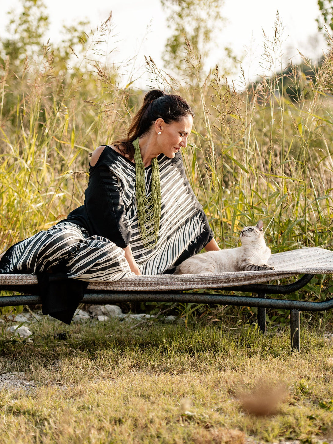 Vestito Marada oversize lungo cotone Erica-nero-taglia unica-Bijondo