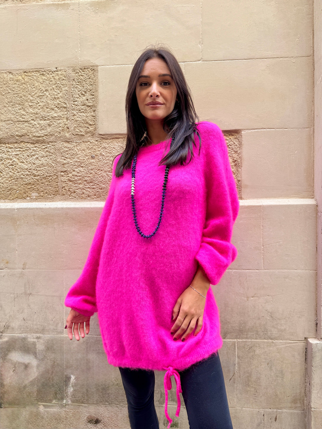 Vestito Mini, pullover Kid Mohair e lana merino Olivia-vestito-Bijondo-Fucsia Fluo-taglia unica-Bijondo