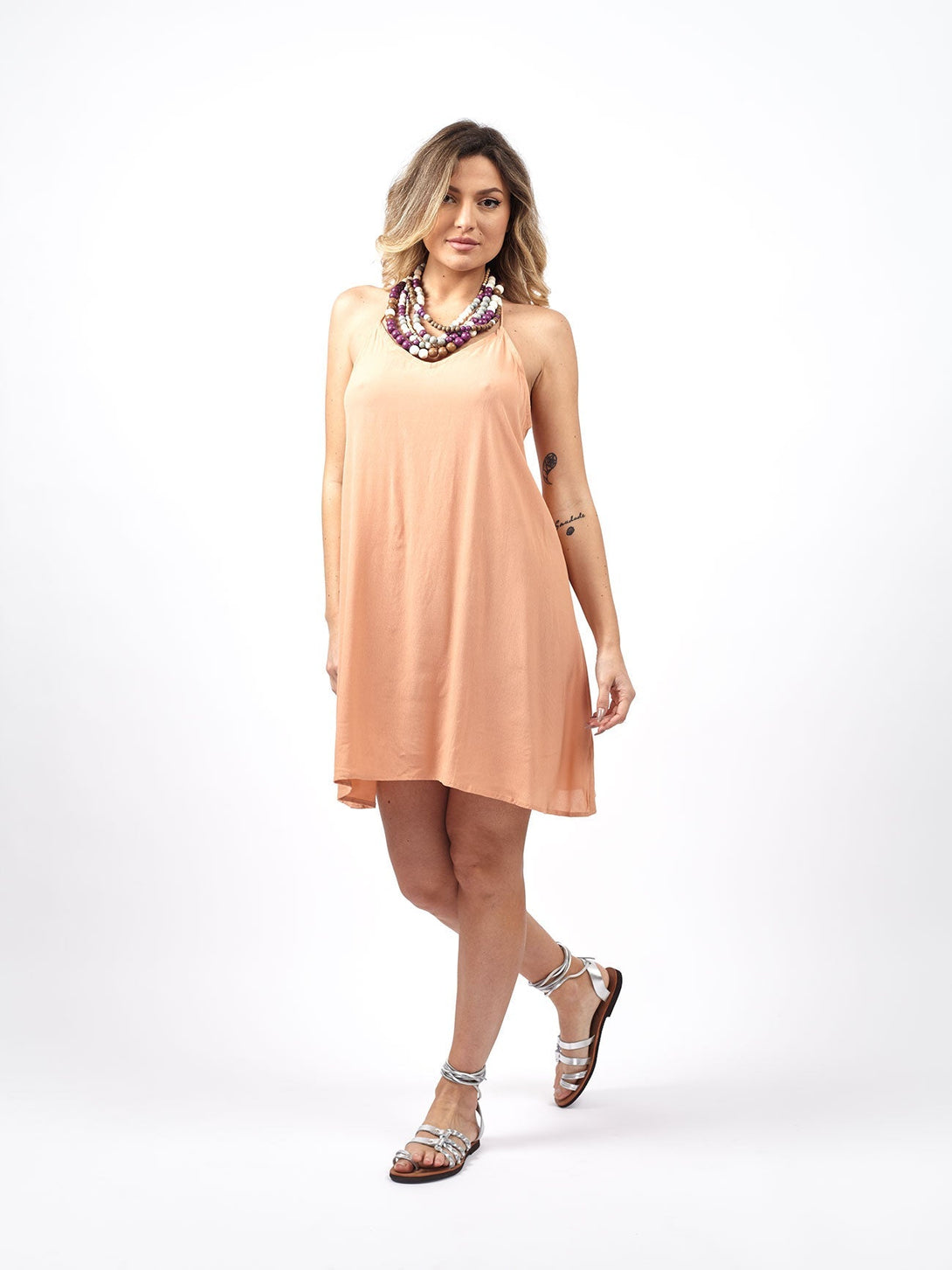 Vestito Mogil corto-cipria-Bijondo