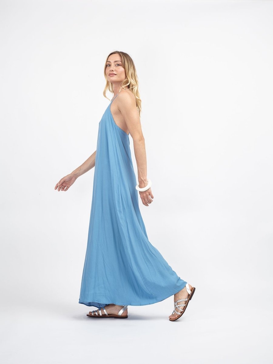 Vestito Mogil lungo rayon - celeste - Bijondo