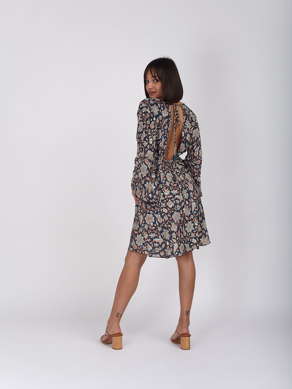 Vestito Seta Anouk - blu - Bijondo