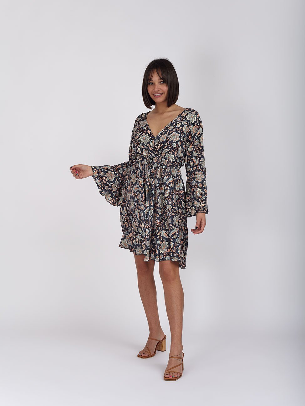 Vestito Seta Anouk - blu - Bijondo