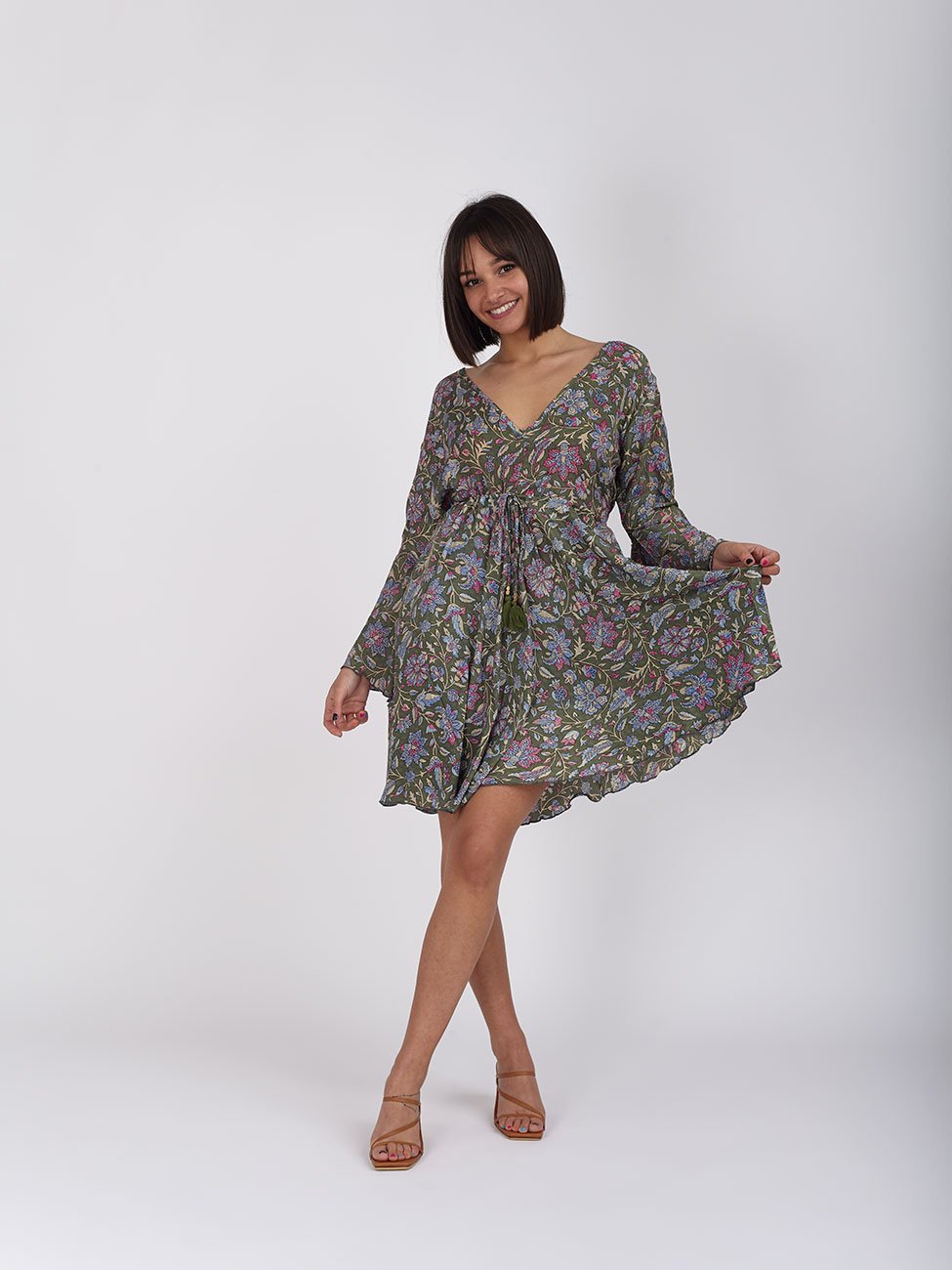 Vestito Seta Anouk - verde - Bijondo