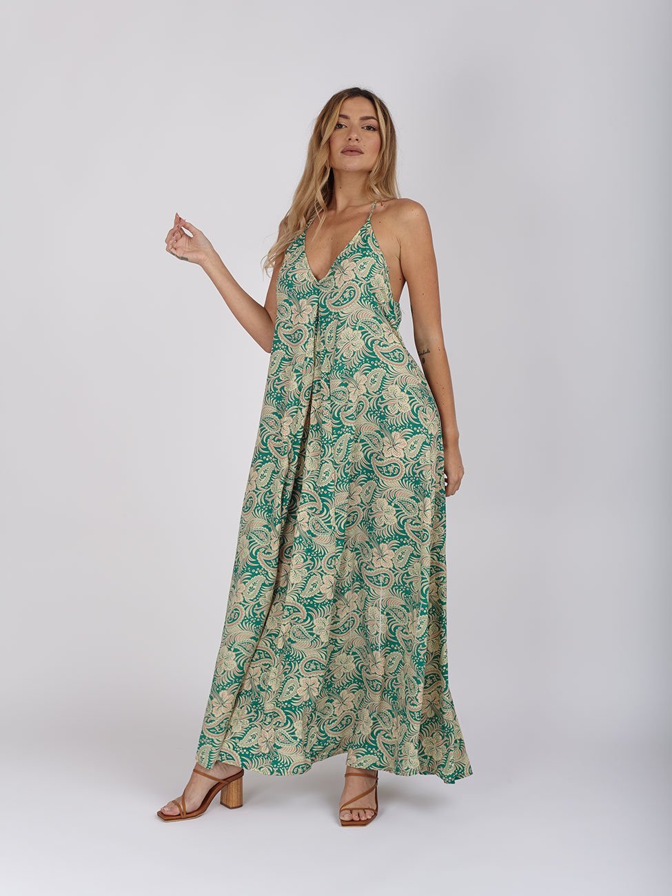 Vestito Seta Ramiza - verde - Bijondo