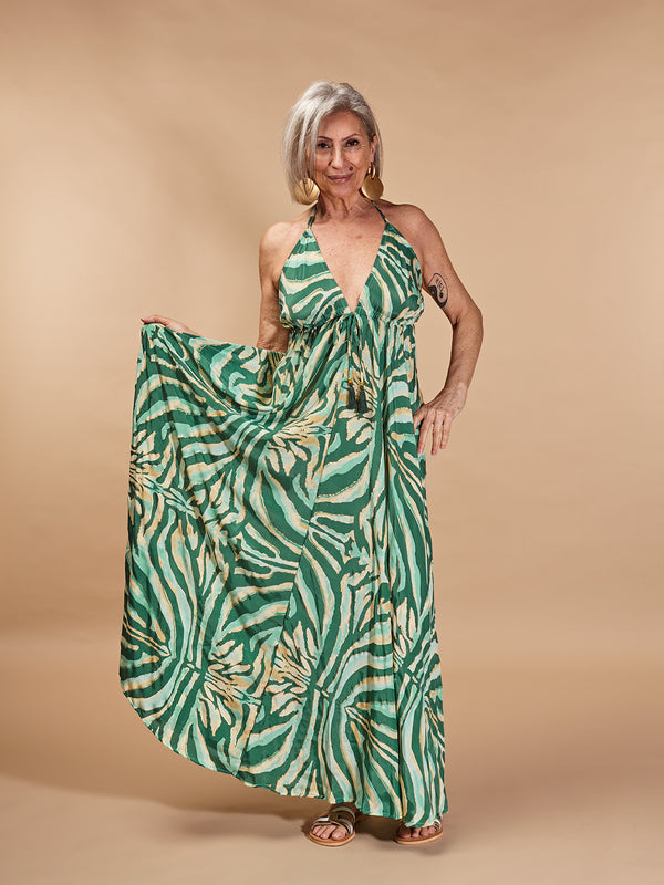 Vestito Seta Simona laminato metallic-Vestito-WhyY-Verde-taglia unica-Bijondo