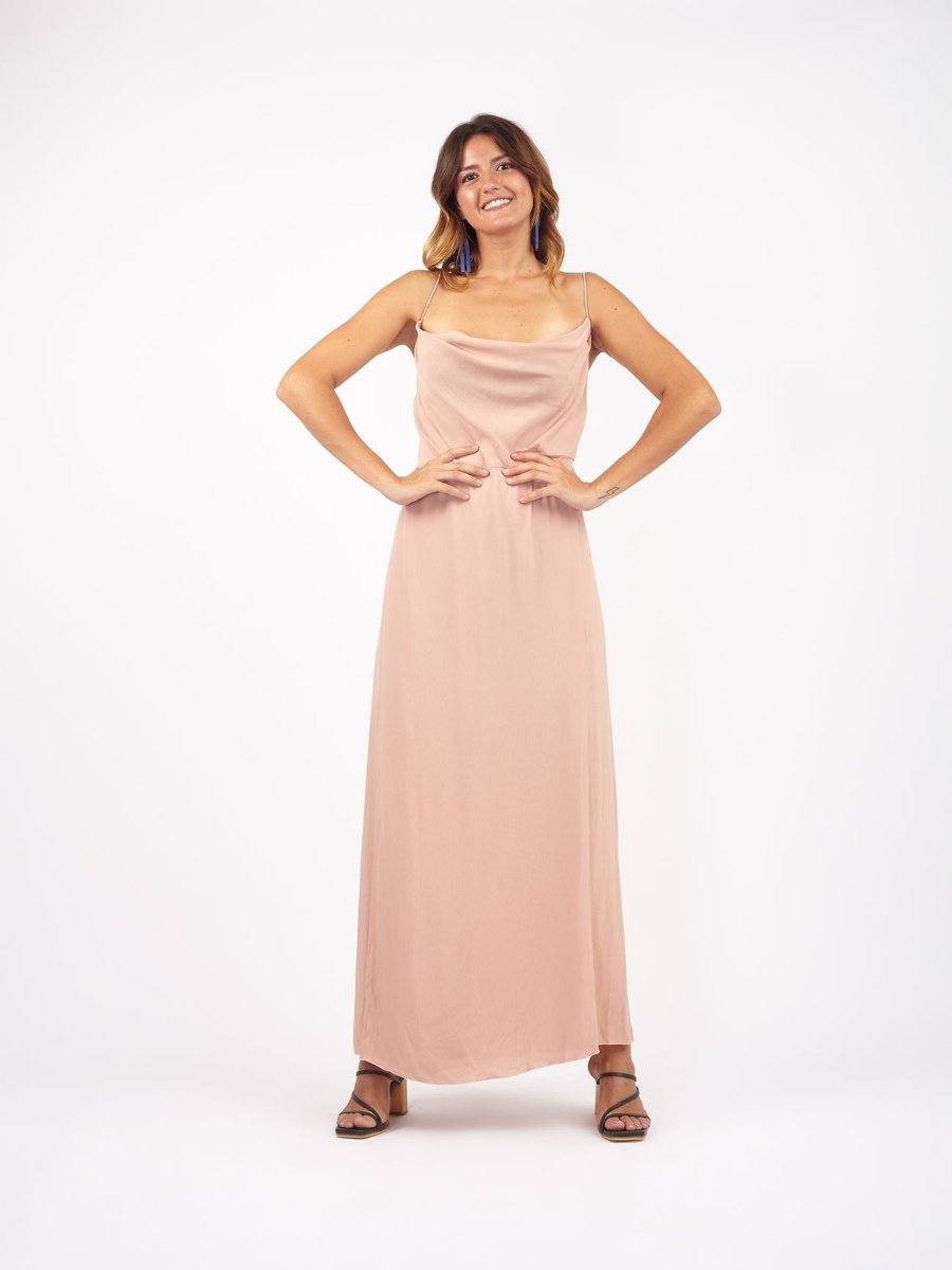 Vestito Slip rayon con spacco Priya - verde - Bijondo