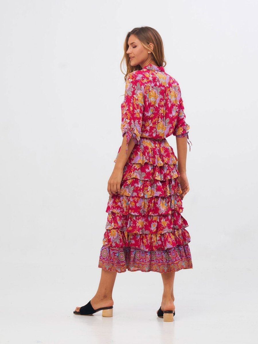 Vestito Stefanie lungo - fucsia - Bijondo