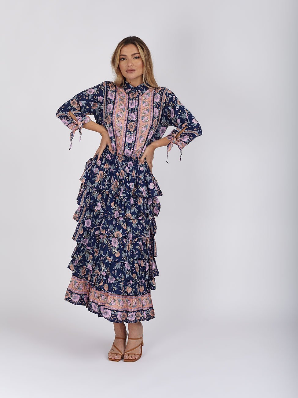 Vestito Stefanie lungo - blu - Bijondo