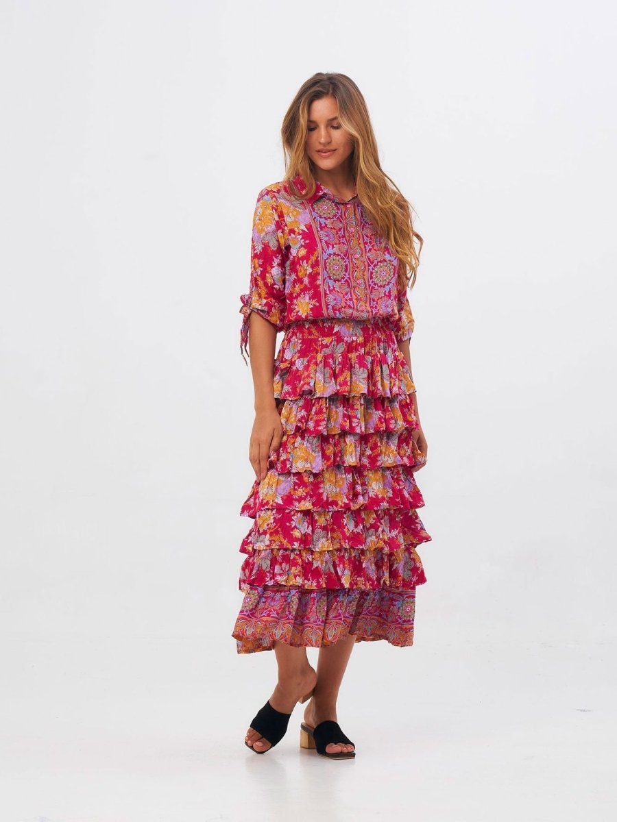 Vestito Stefanie lungo - fucsia - Bijondo