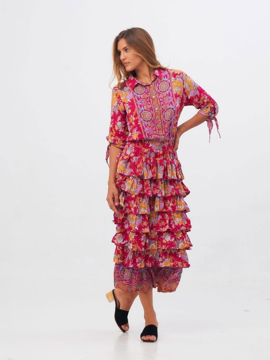 Vestito Stefanie lungo - fucsia - Bijondo