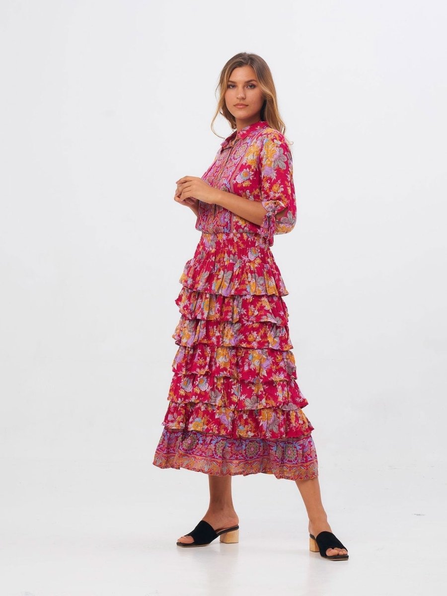 Vestito Stefanie lungo - fucsia - Bijondo