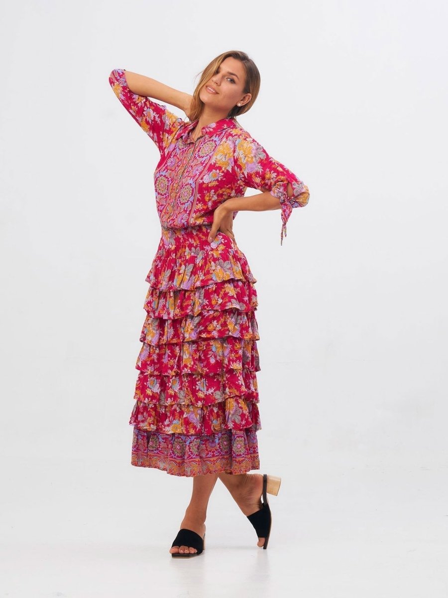 Vestito Stefanie lungo - fucsia - Bijondo