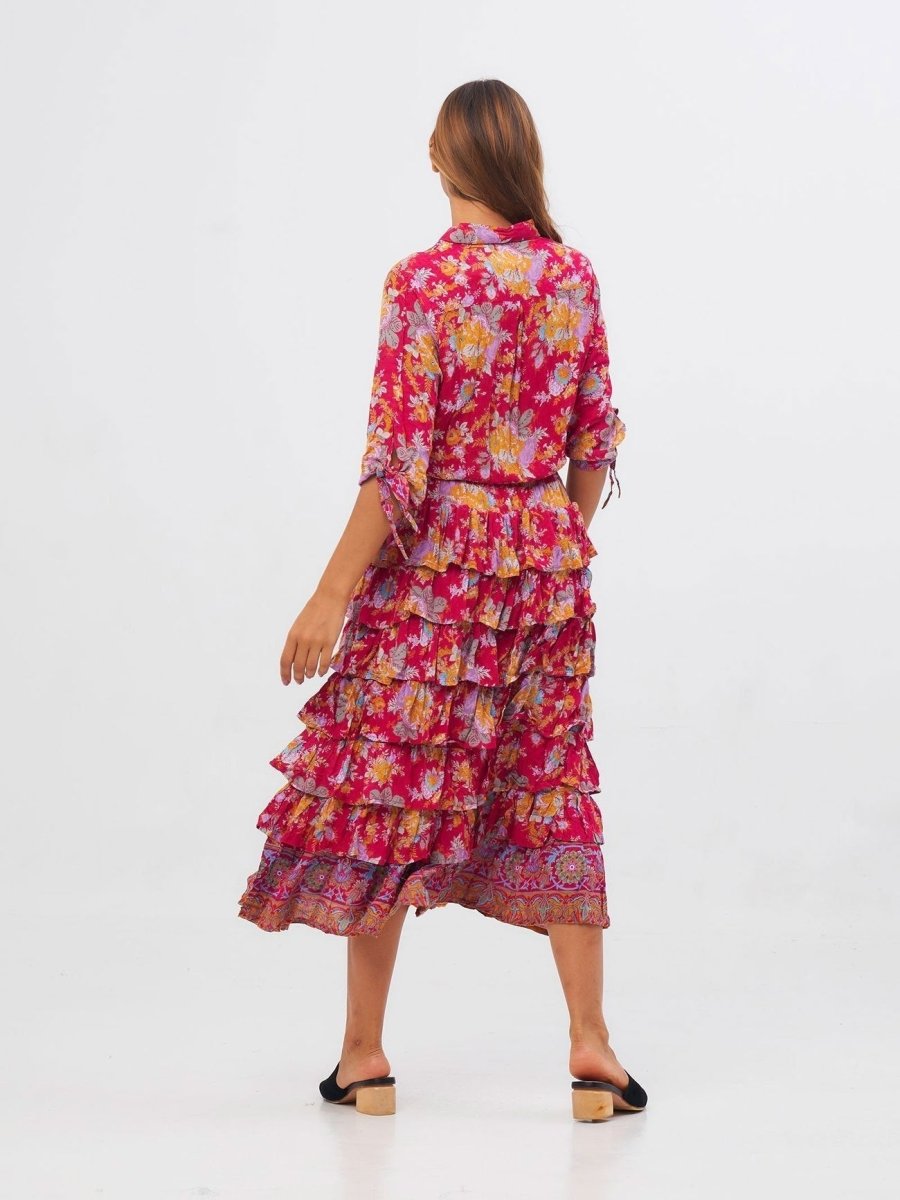 Vestito Stefanie lungo - fucsia - Bijondo